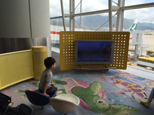 Kids media area at the HK airport. So sad we didn't discover the fun play area until a few hours later.